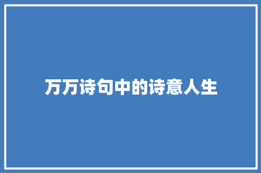 万万诗句中的诗意人生
