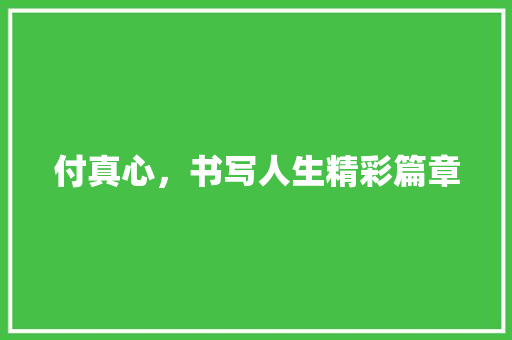 付真心，书写人生精彩篇章 工作类