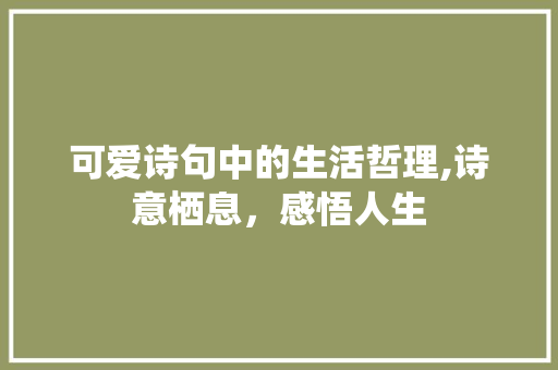 可爱诗句中的生活哲理,诗意栖息，感悟人生