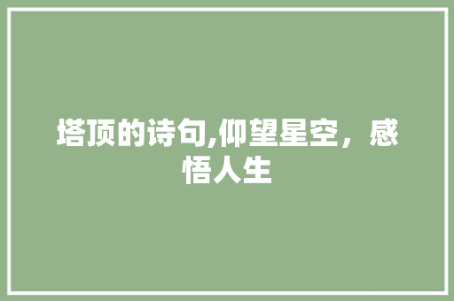塔顶的诗句,仰望星空，感悟人生 生活感悟