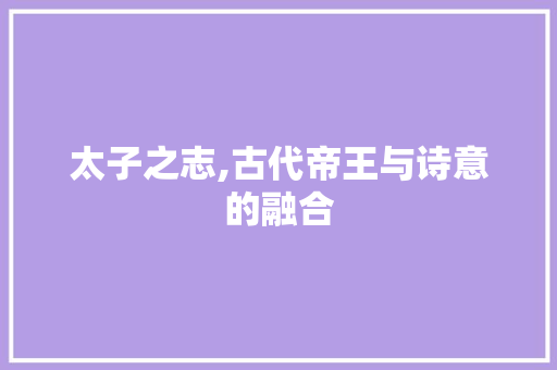 太子之志,古代帝王与诗意的融合