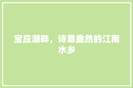 宝应湖畔，诗意盎然的江南水乡