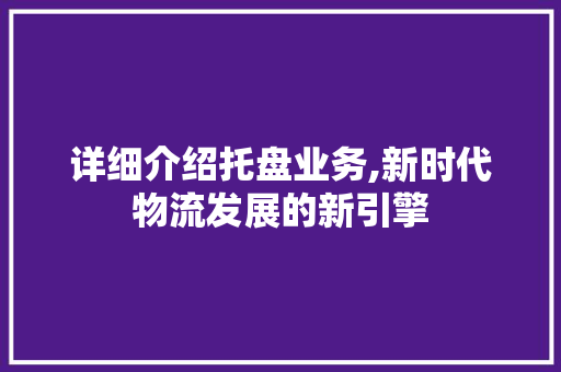 详细介绍托盘业务,新时代物流发展的新引擎