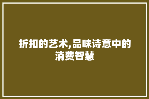 折扣的艺术,品味诗意中的消费智慧