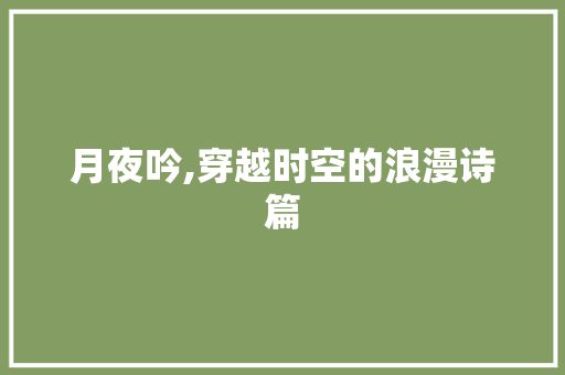 月夜吟,穿越时空的浪漫诗篇
