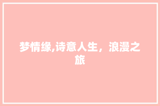 梦情缘,诗意人生，浪漫之旅