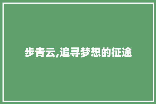 步青云,追寻梦想的征途