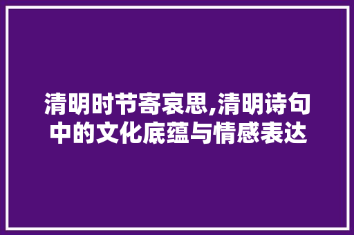 清明时节寄哀思,清明诗句中的文化底蕴与情感表达