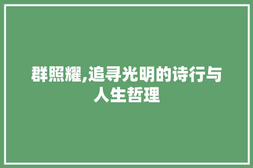 群照耀,追寻光明的诗行与人生哲理