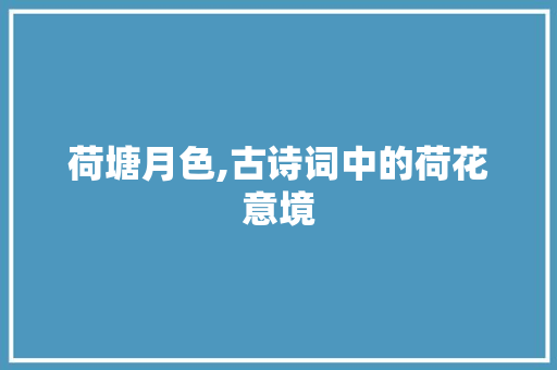 荷塘月色,古诗词中的荷花意境