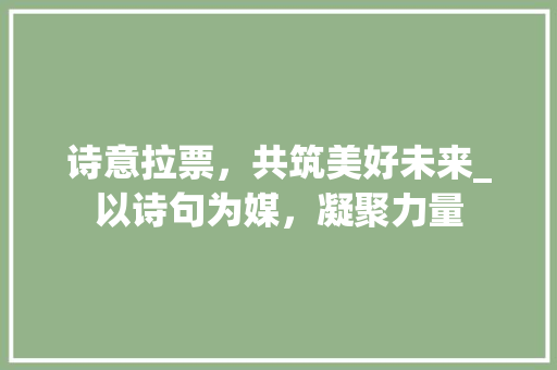 诗意拉票，共筑美好未来_以诗句为媒，凝聚力量