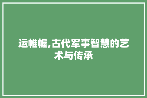 运帷幄,古代军事智慧的艺术与传承