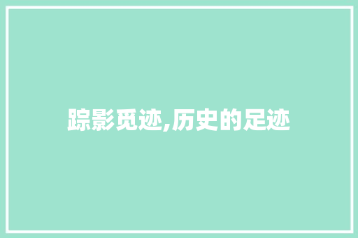 踪影觅迹,历史的足迹