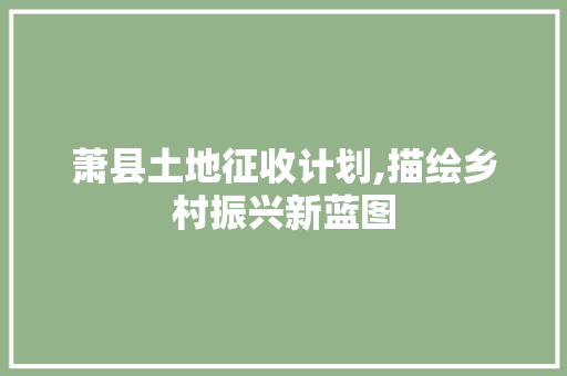 萧县土地征收计划,描绘乡村振兴新蓝图