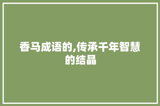 香马成语的,传承千年智慧的结晶