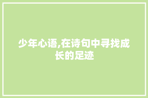 少年心语,在诗句中寻找成长的足迹