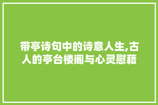 带亭诗句中的诗意人生,古人的亭台楼阁与心灵慰藉