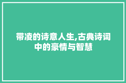 带凌的诗意人生,古典诗词中的豪情与智慧