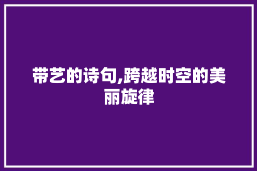 带艺的诗句,跨越时空的美丽旋律