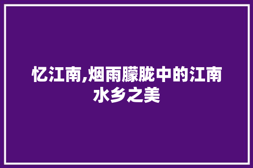 忆江南,烟雨朦胧中的江南水乡之美