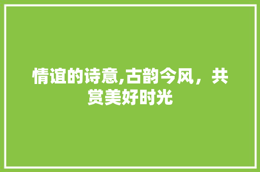 情谊的诗意,古韵今风，共赏美好时光 工作类