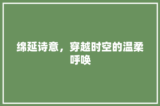 绵延诗意，穿越时空的温柔呼唤