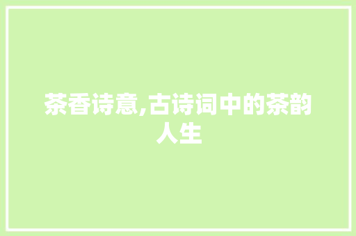 茶香诗意,古诗词中的茶韵人生