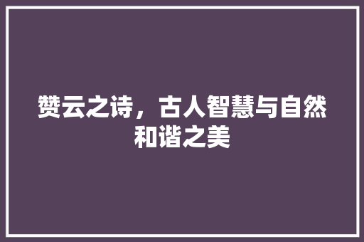 赞云之诗，古人智慧与自然和谐之美