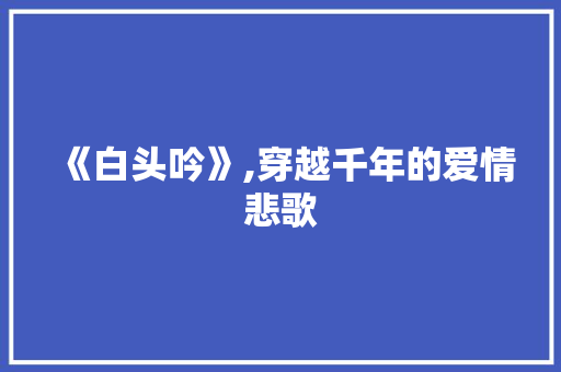 《白头吟》,穿越千年的爱情悲歌