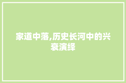 家道中落,历史长河中的兴衰演绎