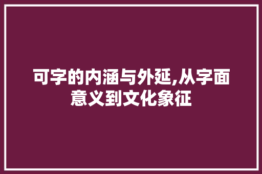可字的内涵与外延,从字面意义到文化象征 工作总结