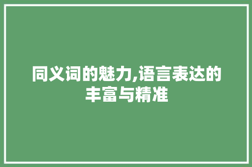 同义词的魅力,语言表达的丰富与精准