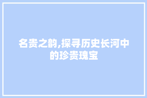 名贵之韵,探寻历史长河中的珍贵瑰宝
