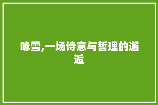 咏雪,一场诗意与哲理的邂逅
