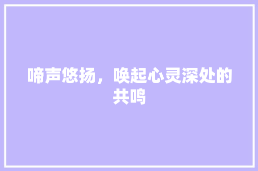 啼声悠扬，唤起心灵深处的共鸣