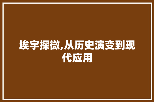 埃字探微,从历史演变到现代应用
