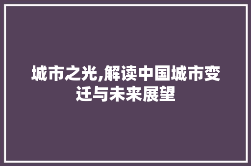 城市之光,解读中国城市变迁与未来展望