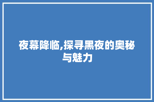 夜幕降临,探寻黑夜的奥秘与魅力