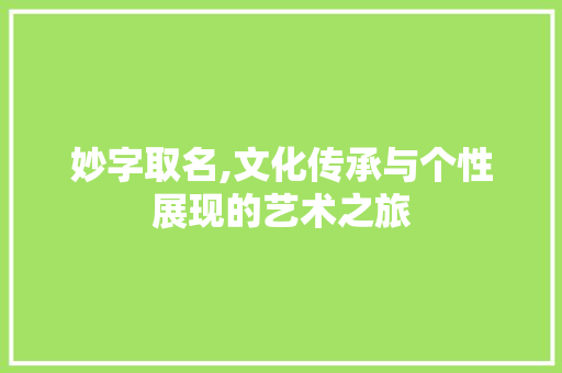 妙字取名,文化传承与个性展现的艺术之旅 生活类
