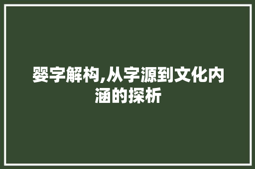 婴字解构,从字源到文化内涵的探析