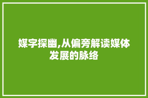 媒字探幽,从偏旁解读媒体发展的脉络