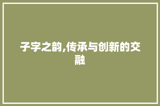 子字之韵,传承与创新的交融