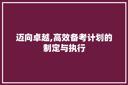 迈向卓越,高效备考计划的制定与执行
