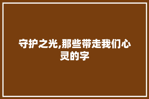 守护之光,那些带走我们心灵的字