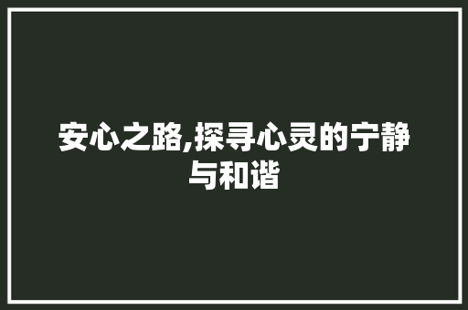 安心之路,探寻心灵的宁静与和谐