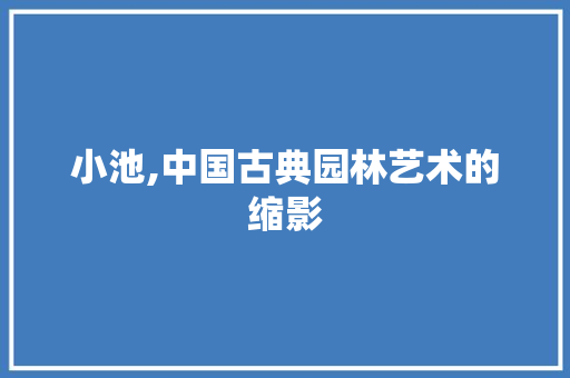小池,中国古典园林艺术的缩影