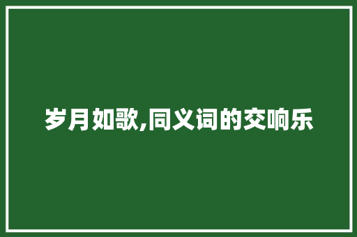 岁月如歌,同义词的交响乐