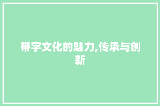 带字文化的魅力,传承与创新