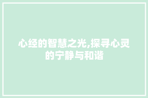心经的智慧之光,探寻心灵的宁静与和谐
