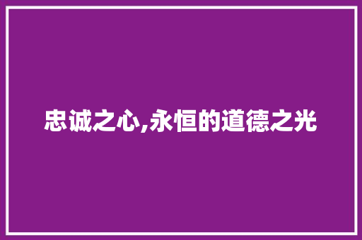 忠诚之心,永恒的道德之光